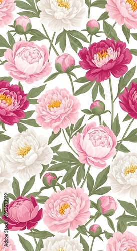Floral Abundance: Watercolor Peony Pattern