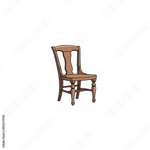 A brown wooden chair with a curved backrest and four legs