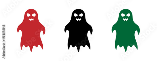 Cartoon ghosts with glowing eyes