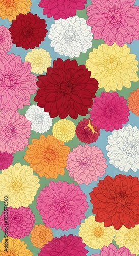 Floral Burst: Detailed Ink & Watercolor Wash