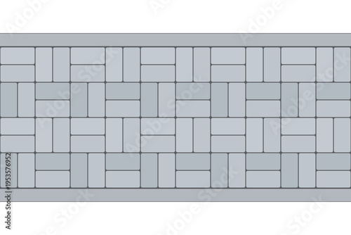 Pedestrian footpath. Natural stone seamless pattern. Grey bricks desing. Vector.
