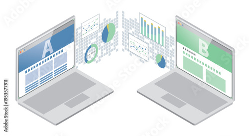 ノートPCで比較するABテストのイメージ