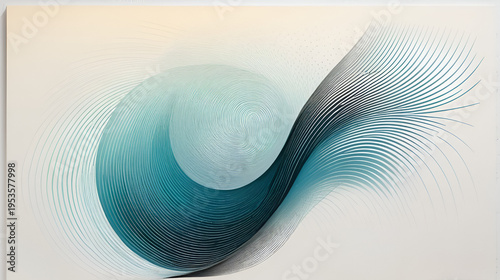 A contemporary graphic design of etched and imprinted abstract art, featuring dynamic lines and shapes, set against a minimalist, gradient background