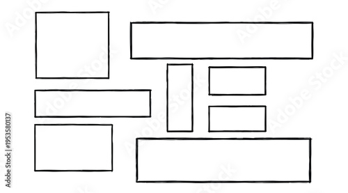 A black and white line drawing of various rectangle shapes on a white background