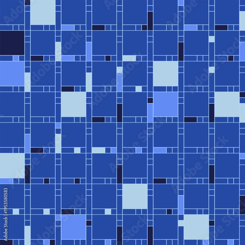 Kitchen or pool mosaic pattern, ceramic tile wall. Tile grid background.