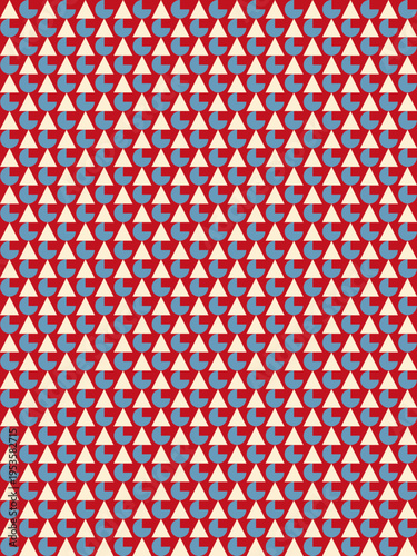 Retro Geometric Pattern in Red Blue and Beige vector background