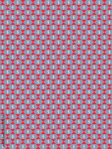 Repeating Pattern of Lightning Bolts on Red Background vector background