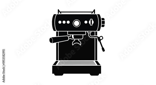 Black silhouette of a classic espresso machine with steam wand and portafilter