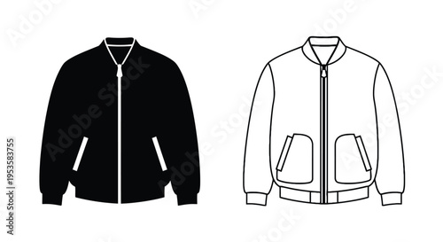 Two bomber jackets one black one outlined in green