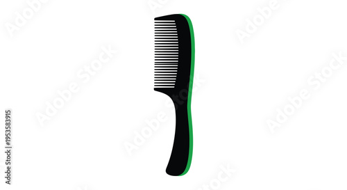 A black and green hair comb isolated on a white background