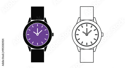 Two wristwatches displayed one dark one light with differing faces