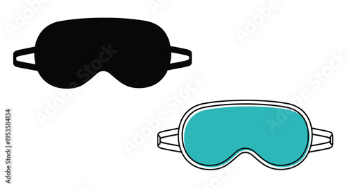 Stylized sleep mask illustration in black and teal color schemes