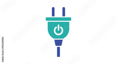 A teal and blue power plug icon with a power symbol