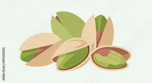 Pistachios opened and shelled green kernels exposed healthy snack