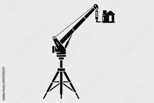 Industrial crane mounted on a tripod for precision lifting and positioning tasks. isolated on white background, Vector, illustration