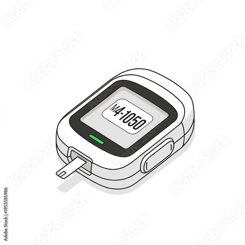 Modern Digital Blood Glucose Meter Device Illustration for Diabetes Management and Healthcare Monitoring Technology Vector Graphic
