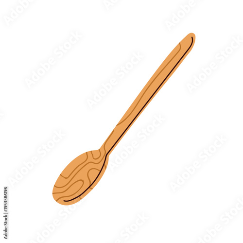 Wooden spoon. Wood utensil, kitchen spatula. Cooking tool for stir and mix. T...