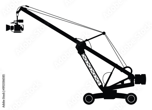 Heavy-duty crane mounted on a mobile hydraulic platform for industrial lifting operations isolated on white background, Vector, illustration