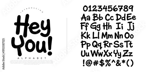 Hey you quirky handwritten bubble display font for creative greeting cards social media and unique logo design concepts