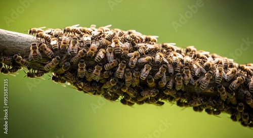 Wallpaper Mural Large swarm of honeybees clustered together on a tree branch outdoors. Torontodigital.ca