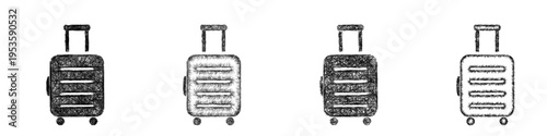 Sketch carry on luggage icon design set