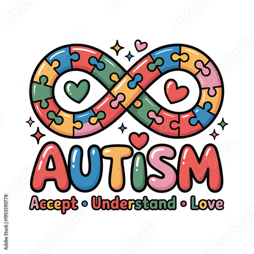 Colorful infinity symbol representing autism acceptance understanding and love