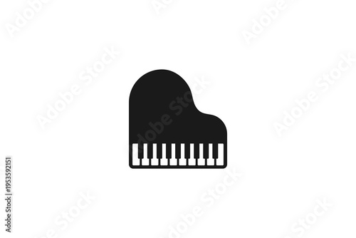 Musical instrument icon showing a classic grand piano with keyboard keys