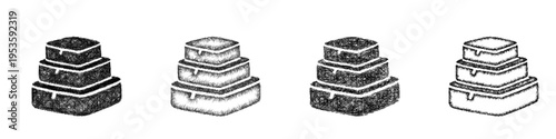 Sketch packing cubes icon design set