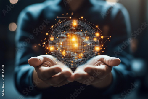Finance technology, businessman holding the Financial icon, business and digital payment network, blockchain-based transactions, AI for financial analytics, cloud infrastructure for secure banking
