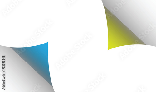 Colorful Page Curl Corners – Teal Blue & Lime Yellow Peel Effect, Realistic 3D Curled Edges Overlay, Vibrant Fold Reveal Background for Design & Mockups 