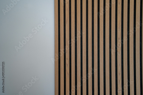 Sound dampening acoustical panels detail of a wooden wall. Wooden wall texture with wood acoustic panels 
