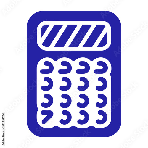 Blue vector of a classic electronic calculator with buttons and display screen