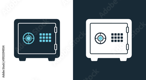 Two secure safes with digital locks - Glyph solid icon - Editable modern style icon - Clipart, sticker - icon set