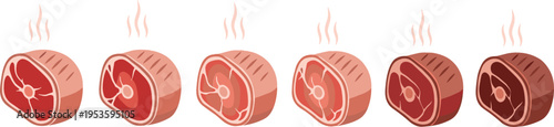 Steak Doneness Levels Illustration Showing Rare Medium Rare Medium Medium Well and Well Done Cooking Stages for Meat Preparation Guide