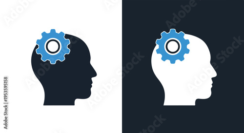 Thought process and problem solving - Minimalist, flat icon, outline, glyph, linear, clipart, sticker - icon set