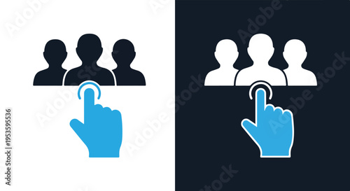 Selecting a group of people - Line and glyph solid icon and logo template - Clipart, sticker - icon set