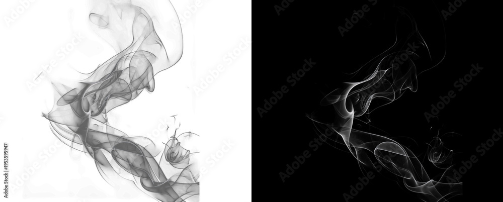 Φωτογραφία Elegant thin smoke tendrils rising vertically against dark backdrop