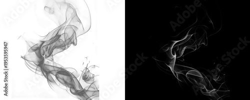 Foto Elegant thin smoke tendrils rising vertically against dark backdrop