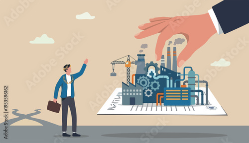 Job offer from employer, employment contract career or recruitment interview, HR human resource in offer career opportunity job vacancy talent join, employer hand offer or Big industrial new job win