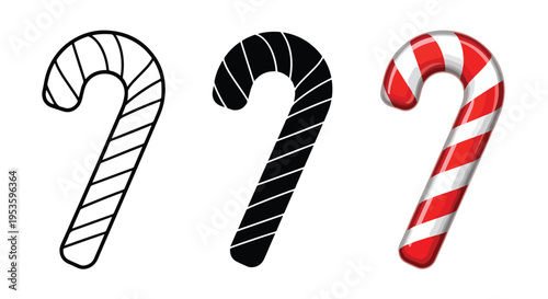 Candy cane icons set vector holiday sweets - Clipart, logo template - Vector icon set - Glyph and solid icon set - Icon vector - Flat Design Icon - line icon set - Silhouette icon - Logo vector