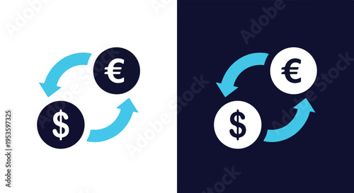 Currency exchange cycle - Glyph solid icon - Editable modern style icon - Clipart, sticker - icon set