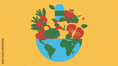 Global food earth healthy eating illustration