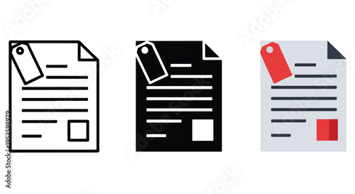 Minimalist document icon set vector flat design - Clipart, logo template - Vector icon set - Glyph and solid icon set - Icon vector - Flat Design Icon - line icon set - Silhouette icon - Logo vector