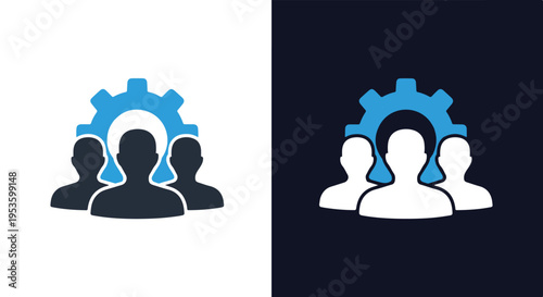 Team collaboration gear - Glyph solid icon - Editable modern style icon - Clipart, sticker - icon set