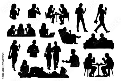 Silhouettes of diverse people engaging in various activities.