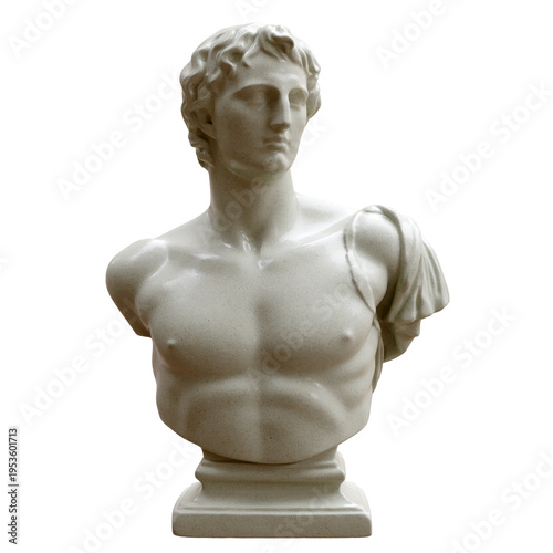 Quadro su tela Alexander the great marble bust statue isolated on white, transparent