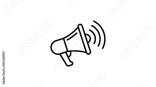 Minimalist Megaphone Icon on White Background