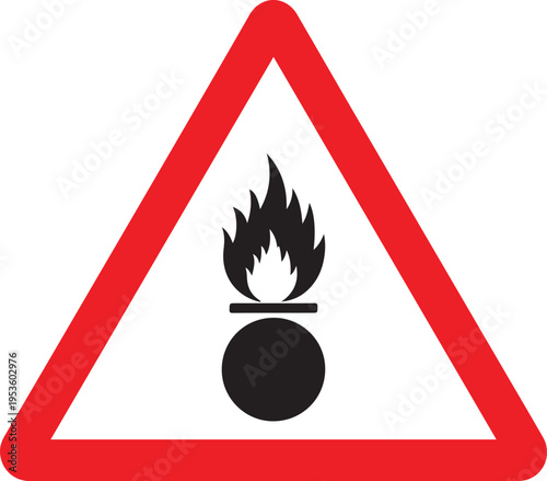Warning sign silhouette of explosive flammable material isolated on transparent background