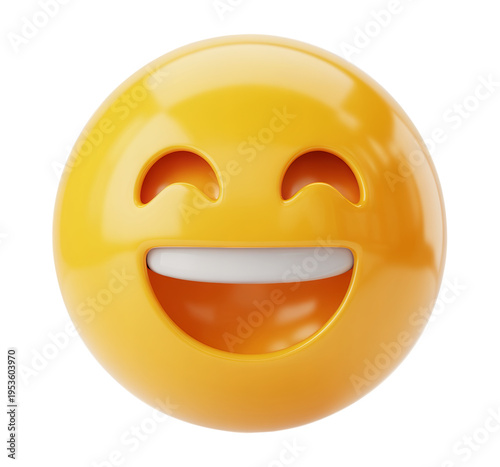 Glossy 3D Smiley Face with Cheery Expression