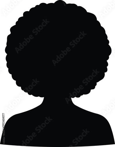 Afro hairstyle female silhouette icon isolated on white background for profile avatar or logo design